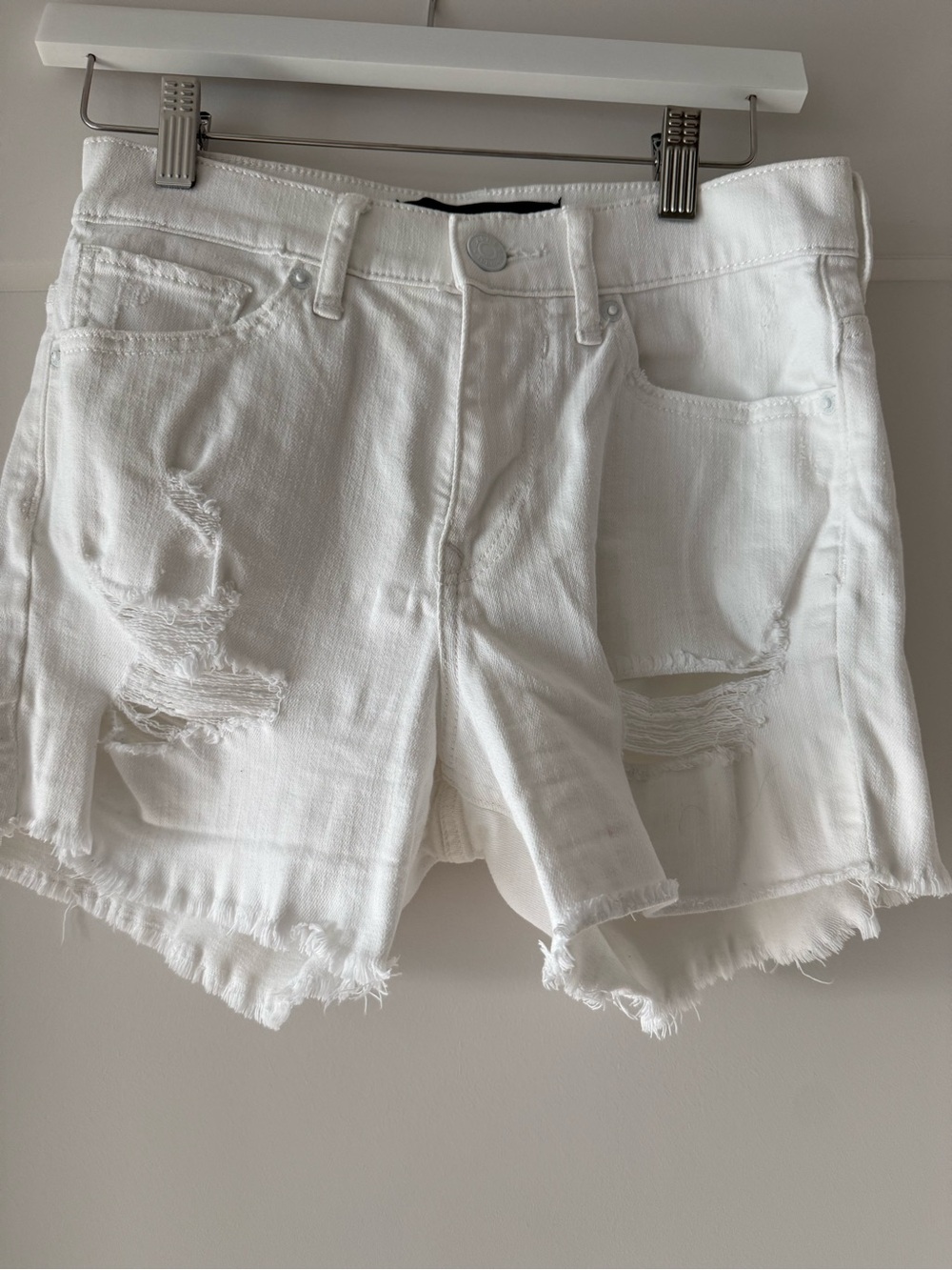 Express White Distressed Denim Cutoff Shorts